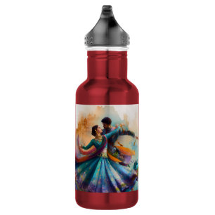 Garrafa ✨Elegante Dança Kathak de Casal em Arte em Aquarel