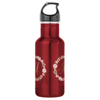 Garrafa Elegante Monograma de Floral Letra A Caneca de Cer