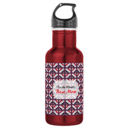 Garrafa Elegante Padrão Geométrico de Ameixa e Vermelho Pr