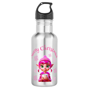 Garrafa Elfo rosa e bonito com café ou cacau