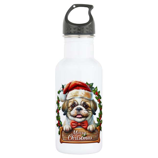 Garrafa Enfeites de natal de Cachorro Bonito - Feliz Natal (Frente)