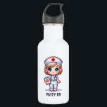 Garrafa Enfermeira de manga bonita com cabelo loiro person<br><div class="desc">Esta garrafa d'água para enfermeiras apresenta uma linda enfermeira ao estilo chibi,  vestindo um boné de enfermeiras e roupas com um nome para personalizar.</div>