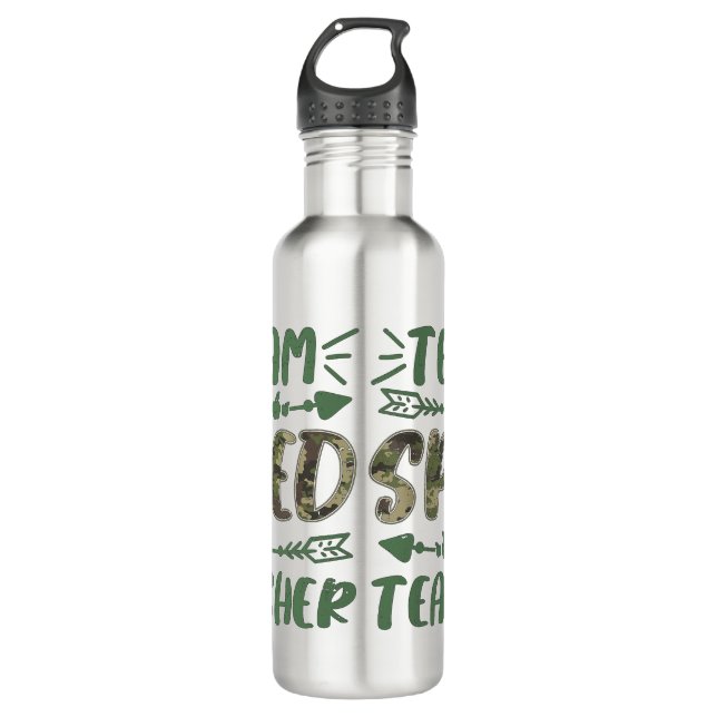 Garrafa Equipe Engraçada Professora Camo Professora de Vol (Frente)