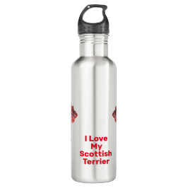 Garrafa Escocês Terrier Dog Silhouket Red Grid