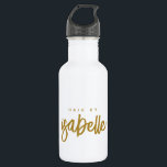 Garrafa Escrita Dourada com Lista de Cabelos Minimalista B<br><div class="desc">Um moderno e minimalista script de pincel de ouro chico chama-se garrafa de água branca artística. Estilo moderno estilo moderno de tipografia do pincel. Promova sua marca em estilo chic.</div>