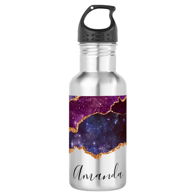 Garrafa Espaço Azul e Roxo e estrelas Agitação moderna (Frente)