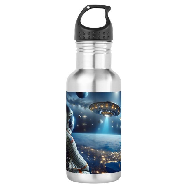 Garrafa Espaços e Astronauta no Exterior (Frente)