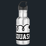 Garrafa Esportes de squash personalizados<br><div class="desc">Nome personalizado esmaga garrafa de água de aço inoxidável. Cor metálica de aço inoxidável. Ideia de presente esportivo para treinadores, jogadores, colegas de equipe e fãs de esportes. design de tipografia moderna para nome, citação engraçada, slogan ou monograma. Crie o seu único frasco de bebida monograma. Adequado para homens, mulheres...</div>