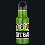 Garrafa Esportes personalizados de futebol<br><div class="desc">Nome personalizado garrafa de água de aço inoxidável desportivo desportivo desportivo. Cor metálica de aço inoxidável verde. Ideia de presente esportivo para treinadores, jogadores, colegas de equipe e fãs esportivos. Design de tipografia moderna para nome, citação engraçada, slogan ou monograma. Crie o seu único frasco de bebida monograma. Adequado para...</div>