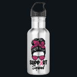 Garrafa Esquadrão de Apoio Cabelo Desgrenhado Rosa Guerrei<br><div class="desc">Suporte ao Time Mecha Pink Guerreiro Câncer de Mama</div>