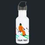 Garrafa Esquema de Abertura de Texto Personalizado<br><div class="desc">Abertura de esqui! design com esquiadores esquiando ao longo do inverno, os taludes da estância de esqui alpina, que se encontram em árvores de abeto cobertas de neve nos Alpes. Os esquiadores Freeride estão vestindo ternos de esqui antigos coloridos, descida de esqui com esquis em um fundo pastel rosa de...</div>
