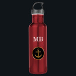 Garrafa Estilo de Monograma Náutico Masculino<br><div class="desc">Garrafas de água monograma com tema náutico com emblema de âncora de barco clássico e iniciais de nome monograma que você pode personalizar online e dar a esta garrafa de água seu próprio toque pessoal. Faz um presente executivo excelente para uso pessoal ou comercial.</div>