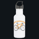 Garrafa Estou a gostar da Bicicleta Engraçada da Reforma<br><div class="desc">Esta garrafa de água faz um presente de aposentadoria de excelente para ciclistas e qualquer um que ama andar de bicicleta. Ele apresenta a mensagem engraçada "Eu estou desfrutando da aposentadoria" em laranja acima de uma ilustração de uma bicicleta laranja correspondente.</div>
