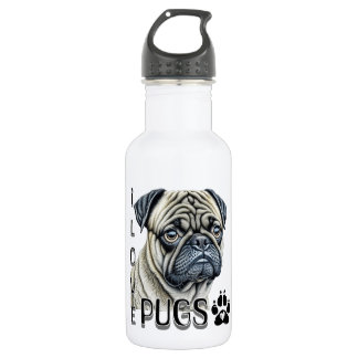 Garrafa Eu Adoro Pugs | Proprietários De Cachorros Cortos