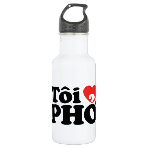 Garrafa Eu Amo (Amo) Pho (Tôi ❤ PHỞ) Língua Vietnamita