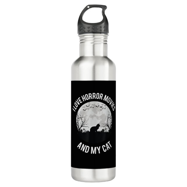 Garrafa Eu Amo Filmes De Horror E Meu Gato (Frente)