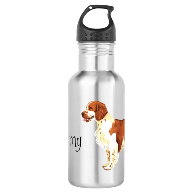 Garrafa Eu amo meu galês Springer Spaniel (Frente)