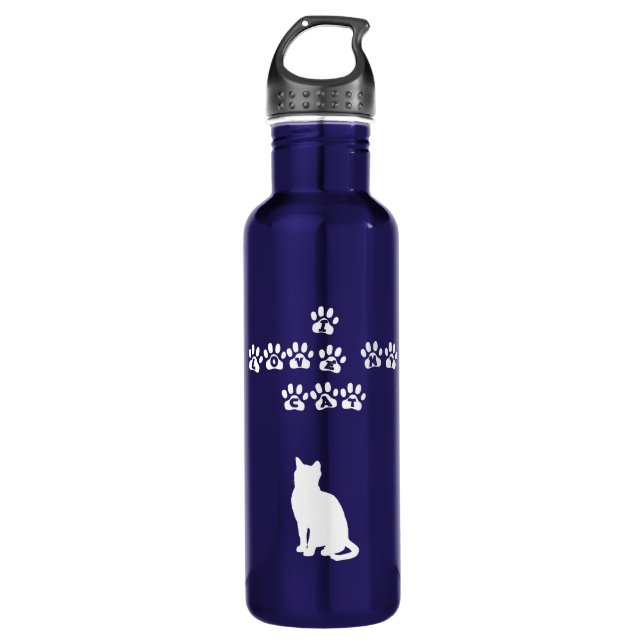 Garrafa Eu Amo Meu Gato — Texto Branco (Frente)