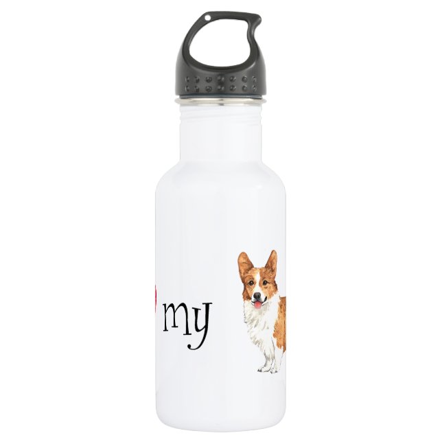 Garrafa Eu amo meu Pembroke Welsh Corgi (Frente)