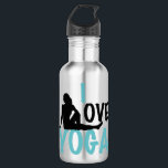 Garrafa Eu Amo Yoga<br><div class="desc">O L apaixonado é a silhueta de uma mulher tocando um trecho de ioga. Um presente de instrutor de ioga muito bonito para alguém que vive por ioga.</div>