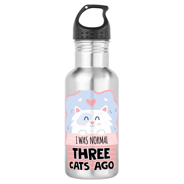 Garrafa Eu Era Normal Há Três Gatos (Frente)