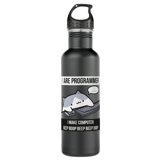 Garrafa Eu sou programador (programador de gatos) (Frente)