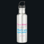 Garrafa Eu sou uma parteira O que é o seu super poder pers<br><div class="desc">Um belo presente personalizado de parteiras que diz que sou uma parteira,  Qual é a sua superpotência? Este bonitinho presente de parteira apresenta um escrevendo cor-de-rosa e lacrimejante com um florescimento prateado para um talento extra assustador para um engraçado guru natural de parto.</div>