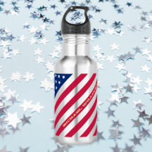 EUA Patriotic Red Blue Stars Strike Water Bottle