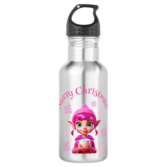 Garrafa Fada Rosa Fofa com Café ou Cacau Natal (Frente)
