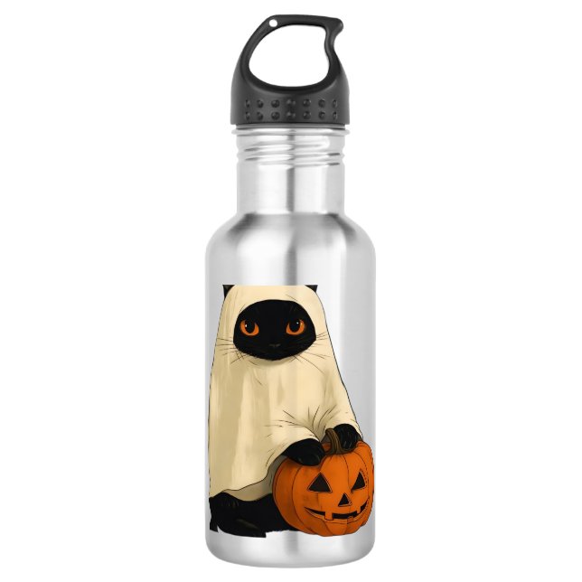Garrafa Fantasma de Gato Negro com Camisa Essencial de Bom (Frente)