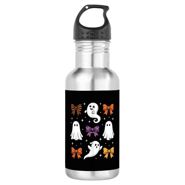 Garrafa Fantasma Fofo com Laços Design de Halloween_1 (Frente)