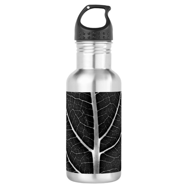 Garrafa Fecho de folhas brilhantes a preto e branco (Frente)