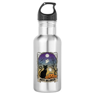 Garrafa Feliz Dia das Bruxas Gato Preto Fantasmas Abóboras