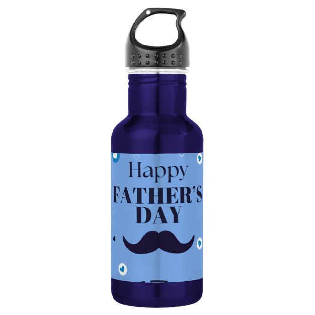 Garrafa Feliz Dia dos Pais – Desenho de Bigode e Coração (Frente)