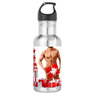 Garrafa Feliz Natal SlipperyJoe presente vermelho branco p