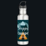 Garrafa Feliz tenda de campista e montanhas personalizadas<br><div class="desc">Garrafa de água personalizada para campistas felizes.</div>