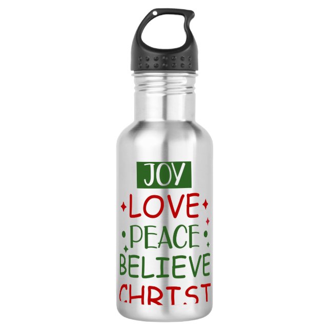 Garrafa Feliz Xmas Joy Love Peace Acredite (Frente)