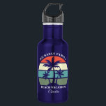 Garrafa Férias de Praia Personalizadas da Árvore Tropical<br><div class="desc">Linda garrafa de água de palmeiras tropicais personalizada para as férias de sua família. Personalize seu presente de guarda da ilha adicionando seu nome de família fofo,  monograma de presente à beira-mar.</div>