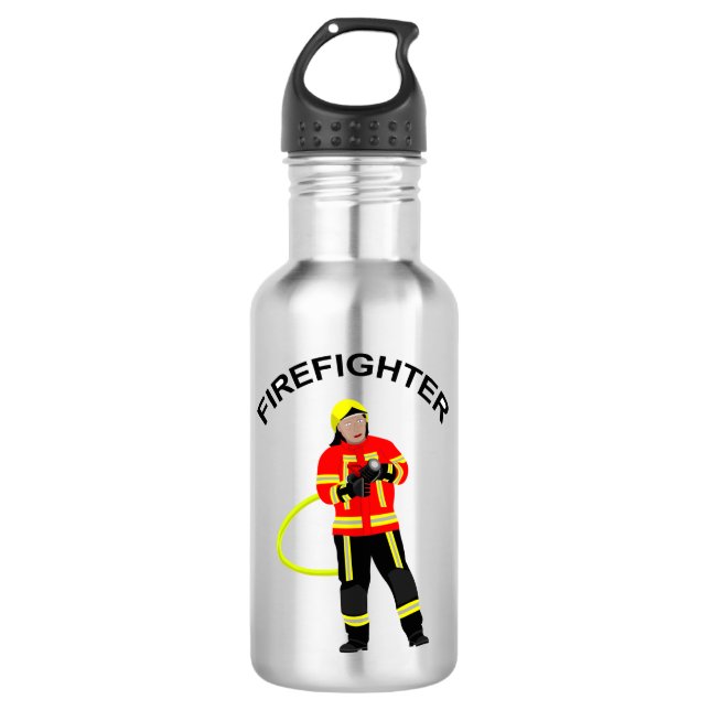 Garrafa Feuerwehrmann in Einsatzkleidung  Edelstahlflasche (Frente)