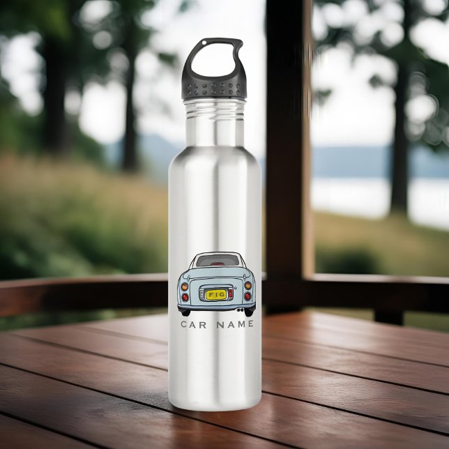 Garrafa Figuras Pálidas Aqua Figaro Nome do Carro Monogram (Add your car name (or yours) to this cute pale aqua figaro water bottle. Great for road trips!)