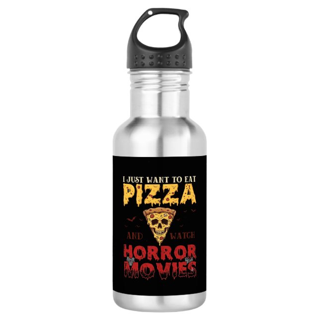 Garrafa Filmes de Terror de Pizza Halloween Caveira Morceg (Frente)