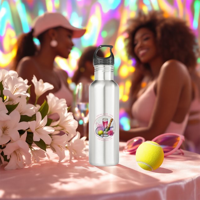 Garrafa Fim de Semana do Tênis de Bachelorette do Clube So (Chic Social Club Tennis Bachelorette Weekend Stainless Steel Water Bottle)