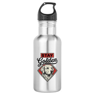 Garrafa Fique Dourado Retriever Vintage Cão Desenho Vetori