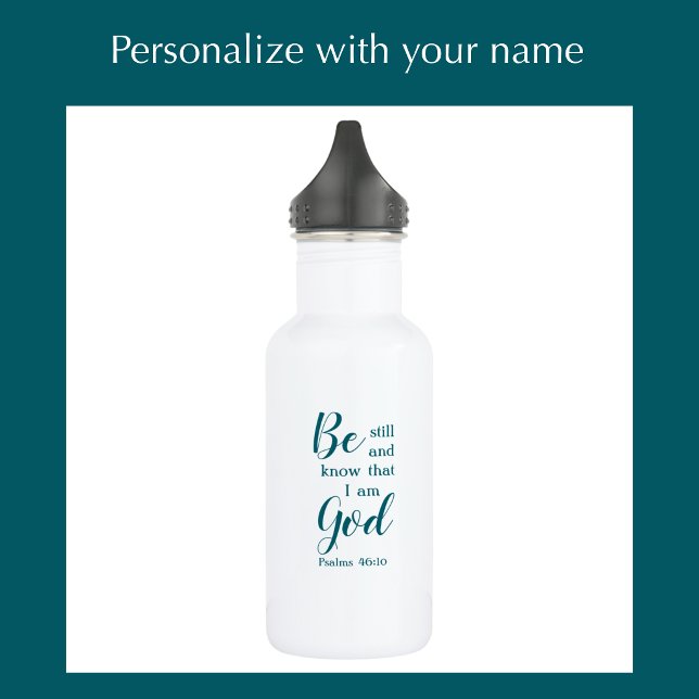 Garrafa Fique Parado e Saiba | Presente Cristão Personaliz (Add a name to the back of this water bottle for a lovely Bible scripture water bottle.
)