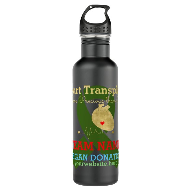Garrafa Fita Verde Personalizável da Equipe de Transplante (Frente)