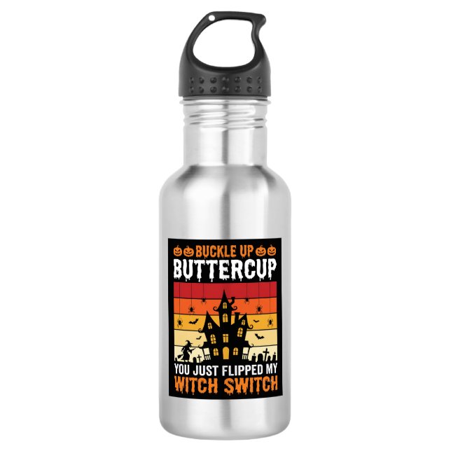 Garrafa Fivela Halloween Abotoadela Bruxa Interruptor Desi (Frente)
