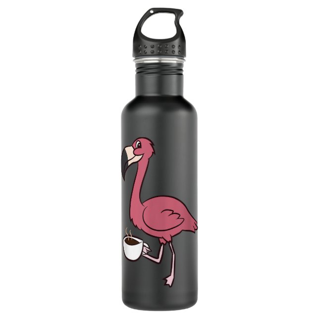 Garrafa Flamingo Com Bebendo De Café Engraçado (Frente)
