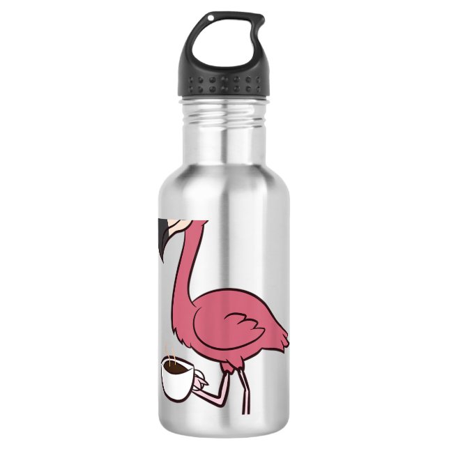 Garrafa Flamingo Com Bebendo De Café Engraçado (Frente)