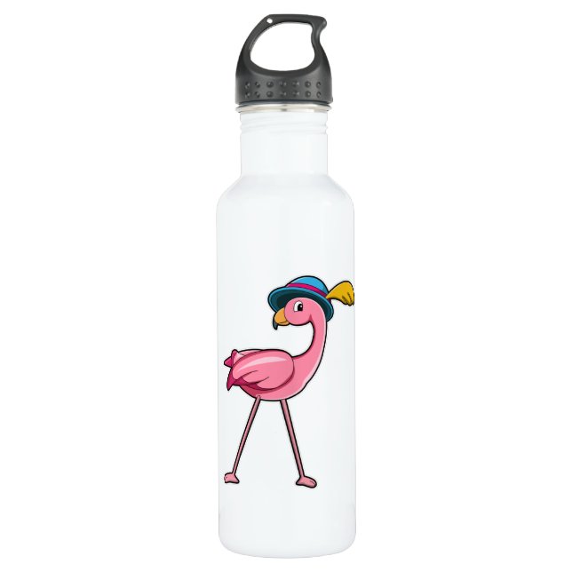 Garrafa Flamingo com chapéu e pena (Frente)