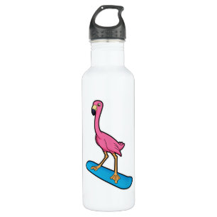 Garrafa Flamingo como Snowboarder com Snowbaord